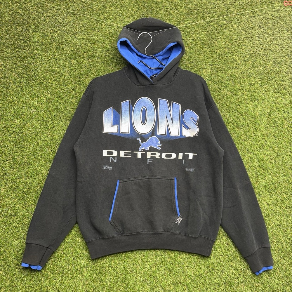 Vintage Detroit Lions Salem Sweatshirt Mens Large Barry Sanders Big Logo Black